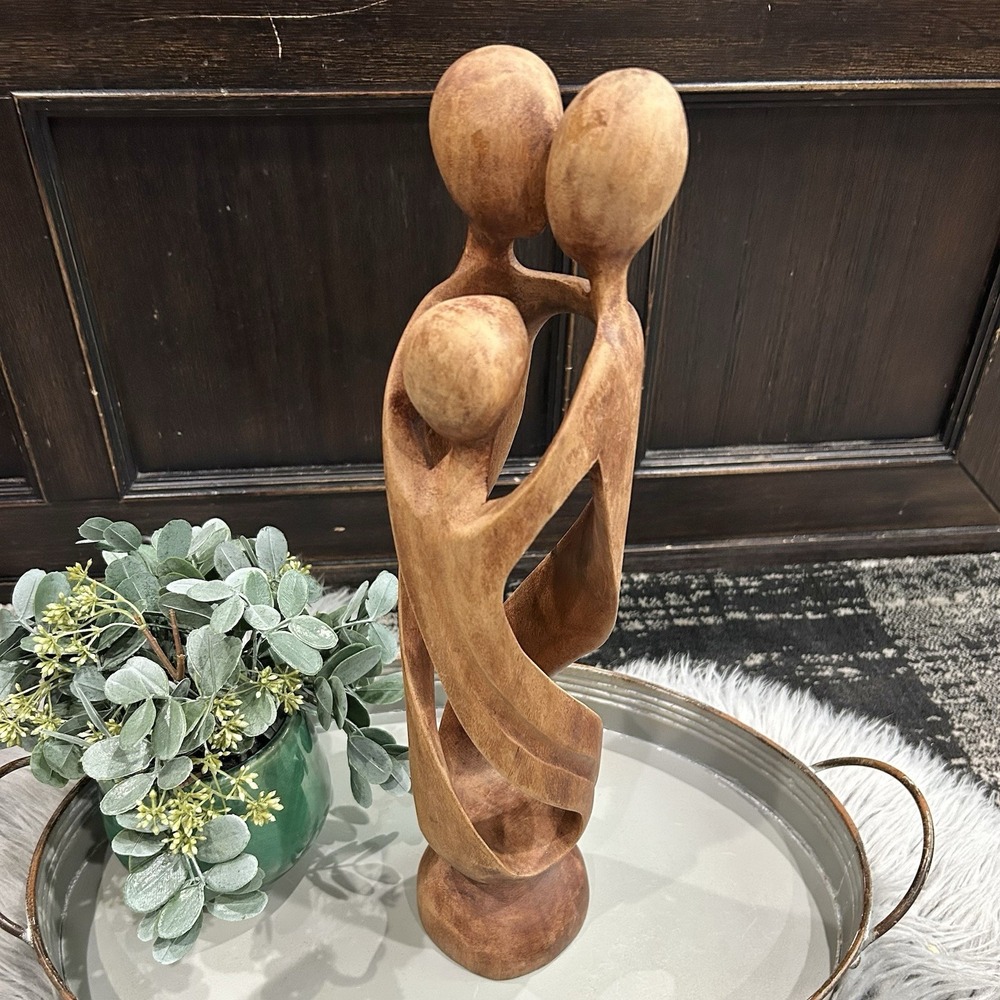 Decorative‎ Wooden Hand Carved Family Statue From Bali "Family Spiral"